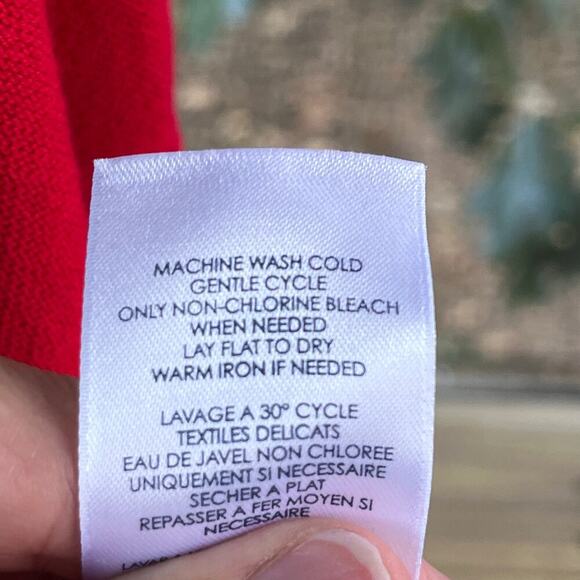 Chaps Women's Red Open Short Sleeve Cardigan Sweater Size L. NEW - Picture 8 of 8